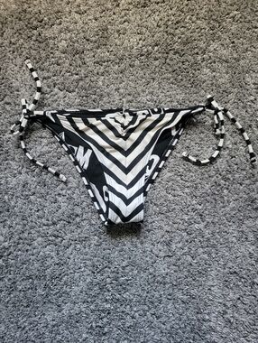 Volcom Black & White Stripe Tie-Side Cheeky Rusched Bottoms Size Sm Reversible